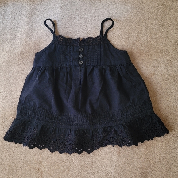 Gap Baby Girl Black Embroidered Flowy Tank Top Size 12-18 - Picture 1 of 4